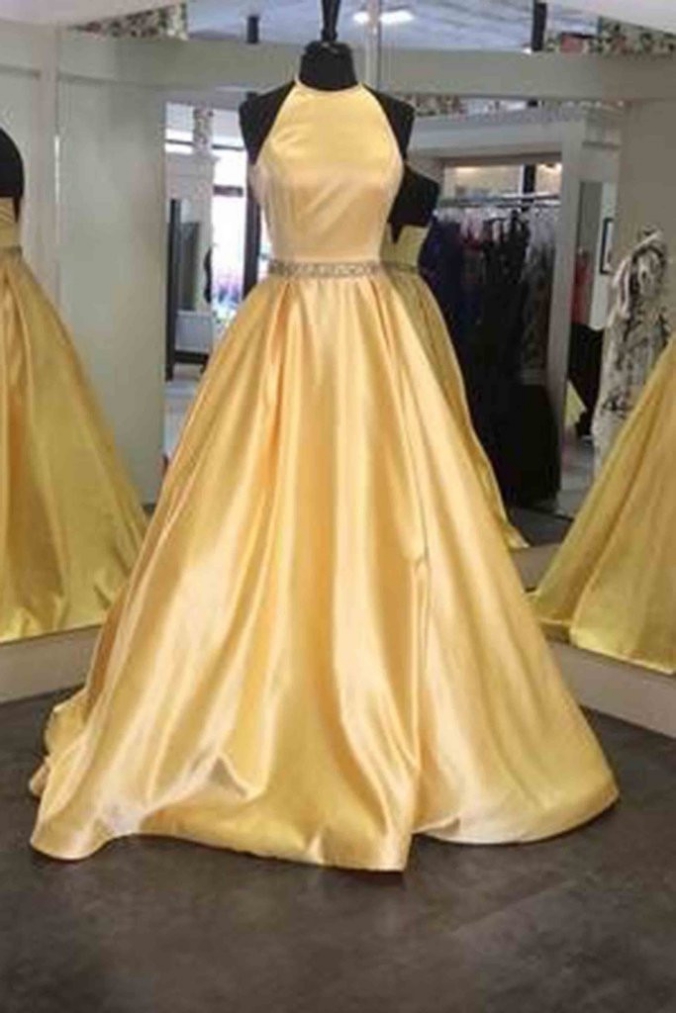 Prom Halter  A-line Moonbeam Satin Gown main image 1