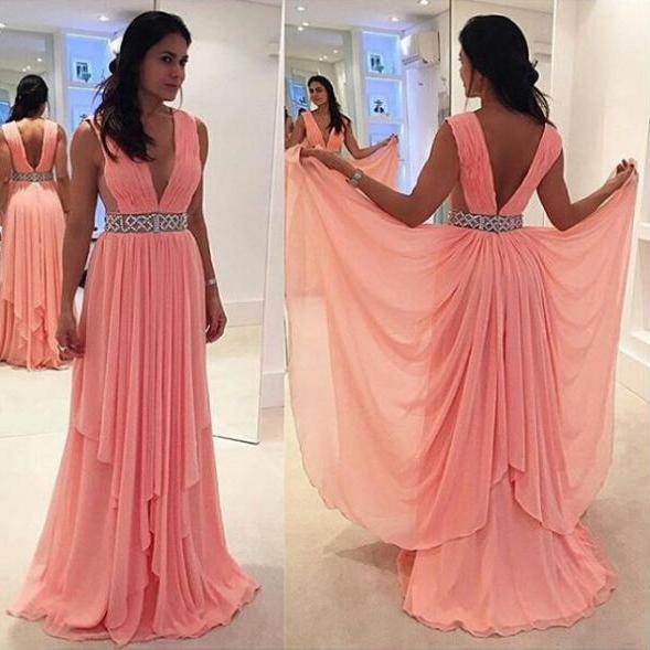 Sheathcolumn V Neck Sleeveless Natural Zipper Floor Length Chiffon Prom Dresses 2017 On Luulla