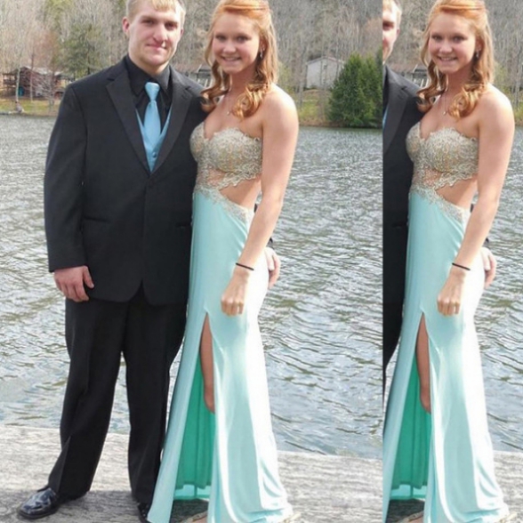Sweetheart A-Line Long Party Prom Dress with Appliques And Split
